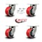Service Caster 6 Inch Heavy Duty Red Poly on Cast Iron Caster Set with Swivel Locks, 4PK SCC-KP92S630-PUR-RS-BSL-4 - alternate 4